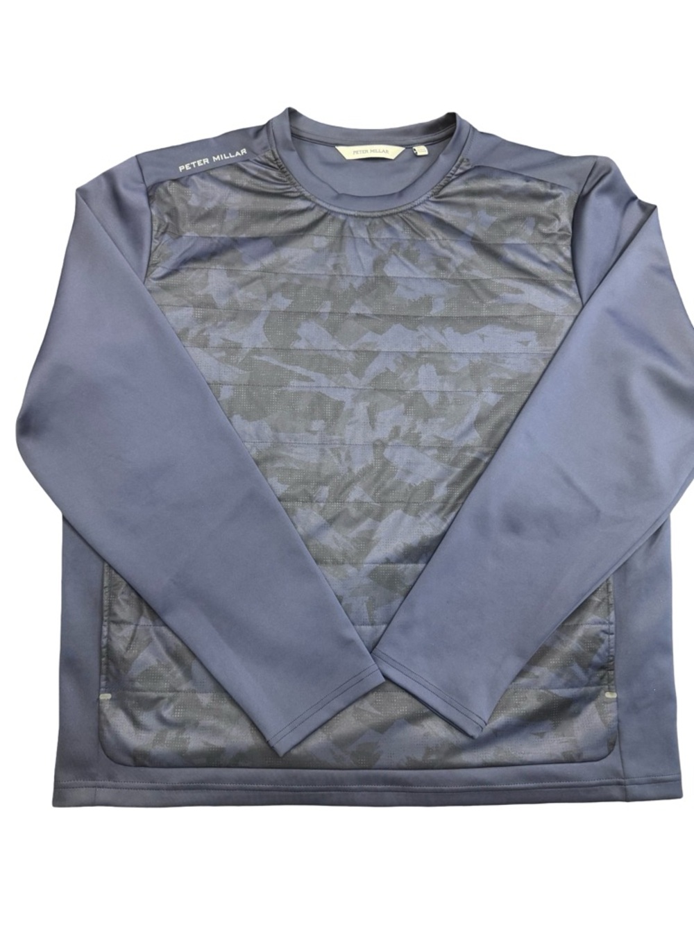 Peter Millar Quilted Camo Pullover Mens XL Slate Blue Crewneck Lightweight